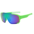 Neon green sports sunglasses with polarized purple gradient shield lens and anti-slip arms - Green Frame Green Lens