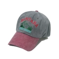 Vintage washed cotton baseball cap with Montana embroidery in grey and burgundy colors - M (56-58cm) / Burgundy
