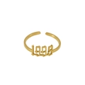 Adjustable golden stainless steel ring featuring 1998 gothic number design - One Size(Adjustable) / Gold-1998
