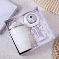 White stainless steel thermos and astronaut fan business gift set in a luxury box - [Pearl White] Cup + Hand Warmer + Towel