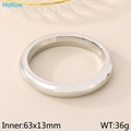 Bracciale rigido cavo minimalista in acciaio inossidabile argento lucido diametro 63 mm - Colore Acciaio (KB191587-GC)