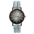 Fashion women's quartz watch with blue gradient dial and light blue leather strap - Light Blue