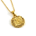Collana con pendente tondo dorato con motivo floreale e lettera B lucida - Lettera B