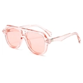 Pink transparent double bridge aviator sunglasses with vintage aesthetic frames - Transparent Pink