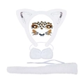 Set da 3 pezzi in peluche bianco con orecchie da gatto, papillon e coda per costume - Set Bianco Paillettes 4 Pezzi