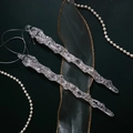 Set of two transparent sparkling icicle ornaments with silver strings for holiday decor - 2Pcs Glitter Glass Icicles 15CM