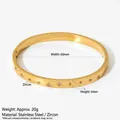 Golden stainless steel bangle with zircon stones, width 60mm and weight 20g - Starry Diamond Style (A1195) / Gold