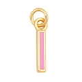 Golden pendant with pink enamel uppercase letter I and round jump ring for necklaces - Pink - Letter I
