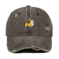 Berretto da baseball lavato vintage con ricamo piccolo Corgi sulla parte anteriore - Taglia unica / caffè