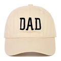 Close-up of black DAD embroidery on beige cotton baseball cap with premium texture - Adjustable / DAD Embroidery / Off White