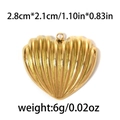 Golden 304 stainless steel heart pendant with vertical texture and ribbed design finish - Heart / Gold