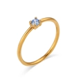 Minimalist 18K gold plated stainless steel ring with a round light blue birthstone - US 6 / Aquamarine