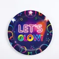 Set di 10 piatti usa e getta Let's Glow a tema neon per decorazioni di compleanno - Piatti di carta al neon - Grande