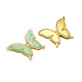 Golden butterfly jewelry pendant with green and white marble enamel for DIY crafting - Gradient Green Butterfly
