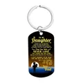 Black military style tag keychain with golden inspirational quote from dad to daughter - CW0057 Dad Sunset Quote