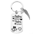 Stainless steel friendship keychain with engraved message, feather and pearl pendants - Silver Engraved