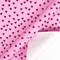 Pink wrapping paper with metallic hot stamping heart patterns and embossed details - Double Sided Pink Hearts