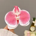 Pink and white gradient orchid hair clip with pearl center, measuring 9.5cm - Rose Pink Orchid