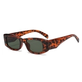 Vintage rectangle sunglasses with dark tortoiseshell frames and wide temples - Tortoise Frame Green Lens