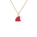 Collana dorata con ciondolo a cappello di Babbo Natale in smalto rosso e bianco - Collana cappello di Natale A