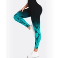 Mallas de yoga con degradado sin costuras de cintura alta y patrón de mármol negro - S / Azul-Verde Degradado