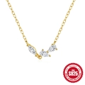 Elegante Halskette aus 925er Sterlingsilber mit funkelndem Zirkonia-Cluster-Anhänger - 925er Silber / Gold