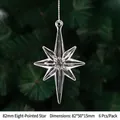 Clear acrylic eight-pointed star Christmas ornament 82mm set of 6 hanging on tree - 82mm Octagonal Star