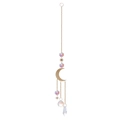 Golden moon and star suncatcher featuring AB colorful crystal prisms and teardrop beads - Gold Pendant - Moon Ball Pointy Bead