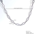 Silver geometric hexagonal chain necklace in 304 stainless steel with 450mm length - Hexagonal Hollow (567-07)