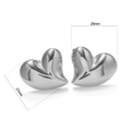 Minimalist silver heart-shaped earrings for women, measuring 21mm high and 25mm wide - Silver Style (SQ-24042202S)