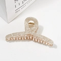 Grande molletta per capelli bianco crema effetto marmo con molla in metallo oro - Marmo Cremoso