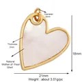 Golden heart pendant with natural mother of pearl shell inlay for DIY jewelry - Shell-21mm Shell Heart