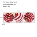 Three 8cm red glitter Christmas balls with white wave patterns in PVC packaging - Red Glitter White Wave (Style 2) / Set of 3/8CM