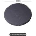 Black round slate serving plate with natural edges, 30cm 12-inch stone dining tray - Round Diameter 30cm