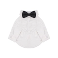 Formal white dog shirt with black bow tie for festive occasions and weddings - S / White