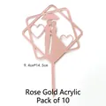 Rose gold acrylic cake topper with kissing couple silhouette for wedding party decor - Couple Silhouette Style (Rose Gold) / 10 Pcs
