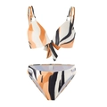 Ensemble bikini trois pièces imprimé abstrait orange et noir avec pantalon - S / Haut Et Bas / Imprimé Tigre