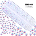 ZSHZ-903 flatback iridescent white AB resin rhinestones in a 12-slot storage box - Pure White AB (ZSHZ-903)