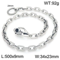 Punk style stainless steel square chain with skull clasp for men, 500mm length - Skull Relief Clasp Style (50cm) (KK150-Z)