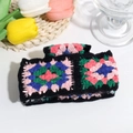 Handgefertigte Häkel-Haarklammer mit buntem Vintage-Blumenmuster und Granny Square - Schwarz Granny Square (10.5cm)