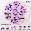 Kit de adornos para uñas de resina violeta con lazos y flores en estuche de regalo - MH-07 Lentejuelas Moradas