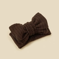Soft brown plush knit bow headband for babies with a textured elastic material - 17*8.5cm / Dark Coffee