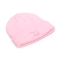 Berretto in maglia a coste rosa con ricamo lettera D e risvolto per caldo inverno - Rosa