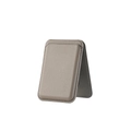 Taupe leather MagSafe magnetic card wallet for iPhone 16 with strong magnetic grip - Titanium Gray