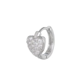 Silver copper heart huggie earrings with brilliant white cubic zirconia micro-pave setting - Full Zirconia Heart / Silver