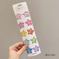 Set of 10 colorful star-shaped hair clips for girls with polka dots on a 3cm metal clip - Dark Blue Polka Dot Star Set - 10 Pcs