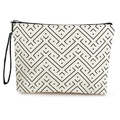 Striped pattern cosmetic bag with black geometric lines and dots on white canvas - Abstract Lines and Dots Style 2
