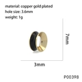 Detail of copper gold-plated bead with black enamel and dimensions for DIY jewelry - Black