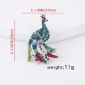 Peacock crystal brooch with blue and pink rhinestones, dimensions 3.7cm by 5.9cm - Peacock B07579