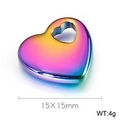 Pendentif cœur évidé arc-en-ciel en acier inoxydable de 15x15mm et 4g de poids - 15*15mm / Coloré